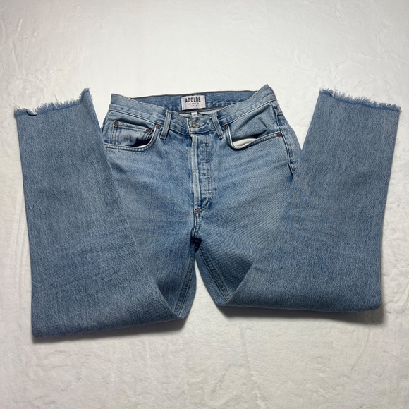 Agolde Blue Straight Leg Jeans Classic Denim - Picture 1 of 8